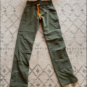 Figs Green Pants with Orange Drawstring